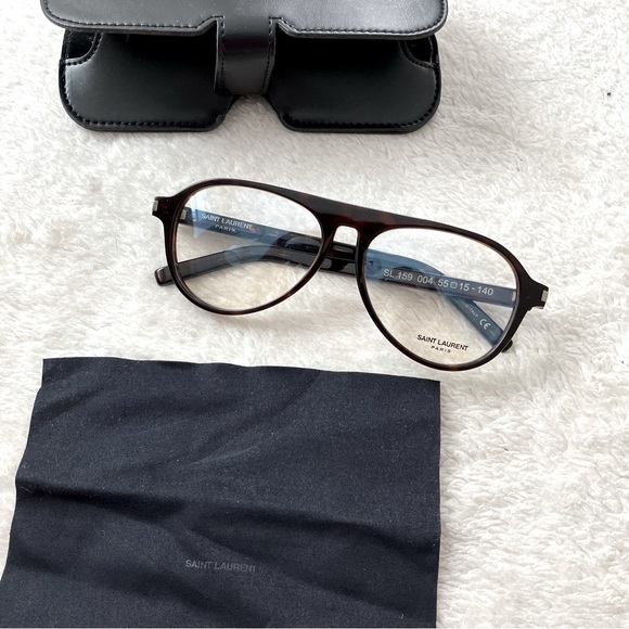 NWB Saint Lauren SL 159 004 Eyeglasses Unisex Tortoise Havana - Picture 2 of 3